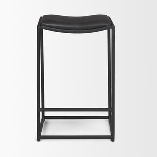 Taniel Black Leather With Black Metal Counter Stool