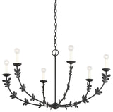 Florian Six Light Chandelier, Black Iron