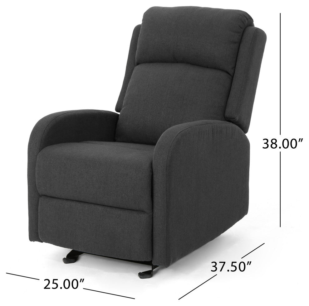 GDF Studio Ava Fabric Rocking Recliner, Dark Gray/Black