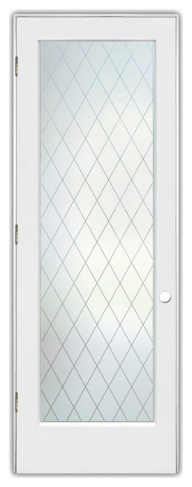 Interior Prehung Door or Interior Slab Door - Diamond Grid - Primed - 28" x...