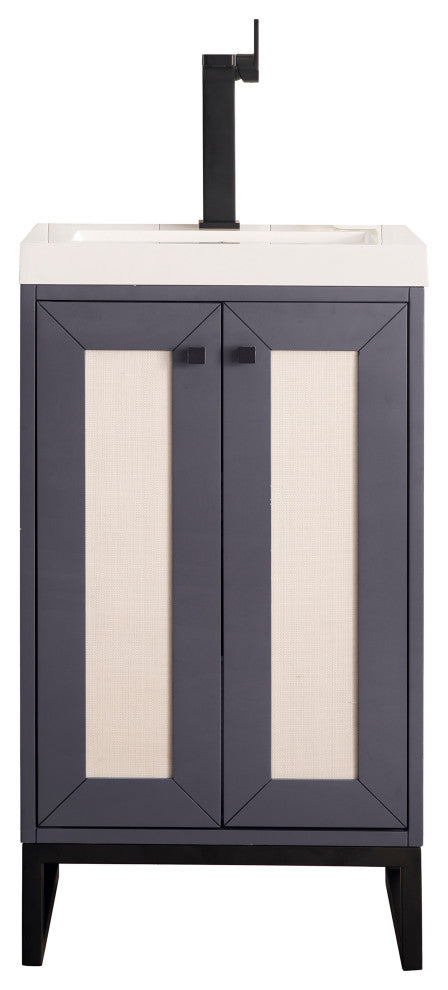 Chianti 20" Single Vanity, Mineral Grey, Matte Black,White Gloss Top