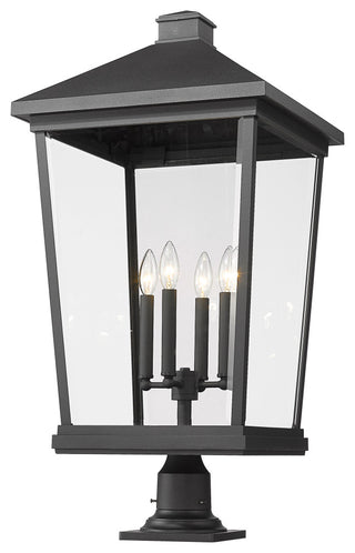 Z-Lite 4 Light Outdoor Pier Mounted Fixture, Black, 568PHXXLR-533PM-BK