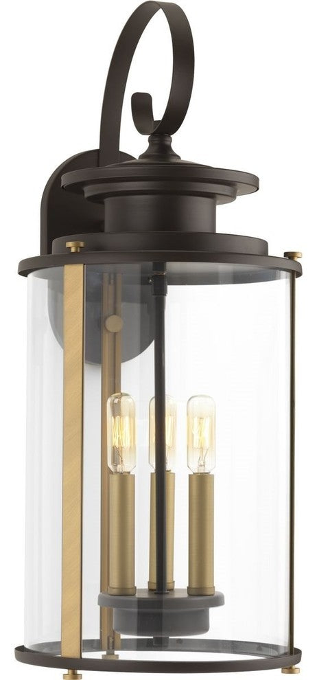 Progress Lighting Squire 3-Light Large Wall Lantern, Antique Bronze