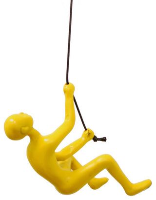 6" Orange Unique Climbing Man Wall Art, Yellow
