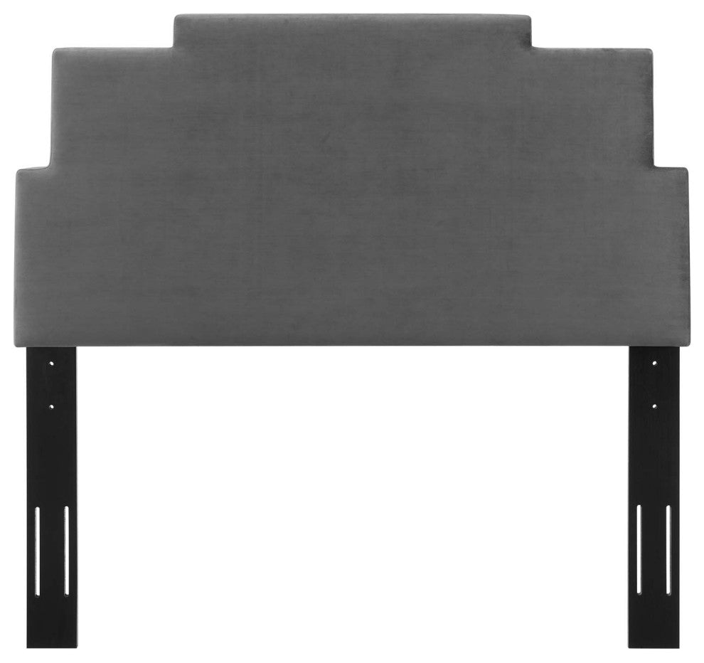 Headboard, Twin Size, Velvet, Dark Gray, Modern Contemporary, Bedroom