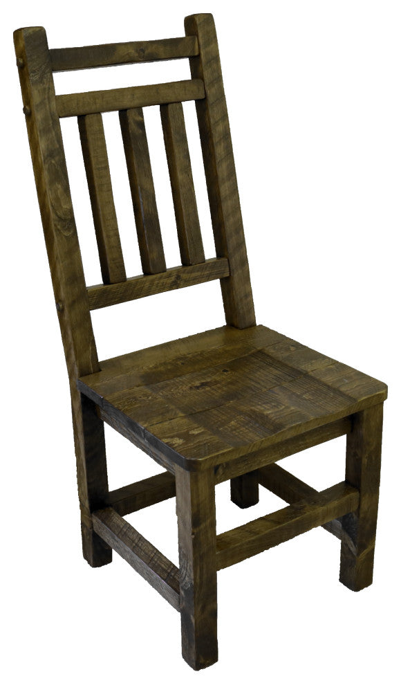 Barnwood Style Timber Peg Dining Room Chair with Double Top Rail, Set of 2, Weathered Slate