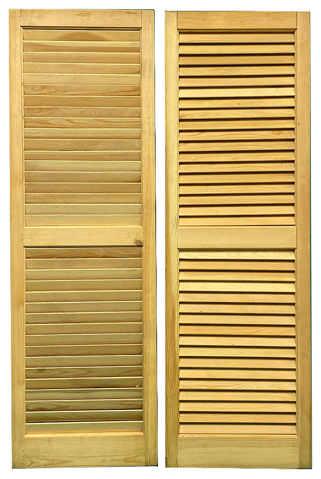 Solid Wood Louvered Shutters, 15" W X 47" H,  1 Pair