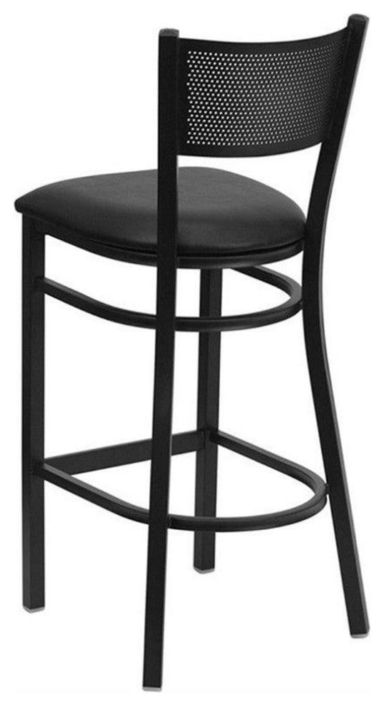 Flash Furniture Hercules Series 30" Grid Back Metal Bar in Black