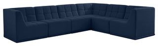 Relax Velvet Upholstered 6-Piece L-Shaped Modular Sectional, Navy