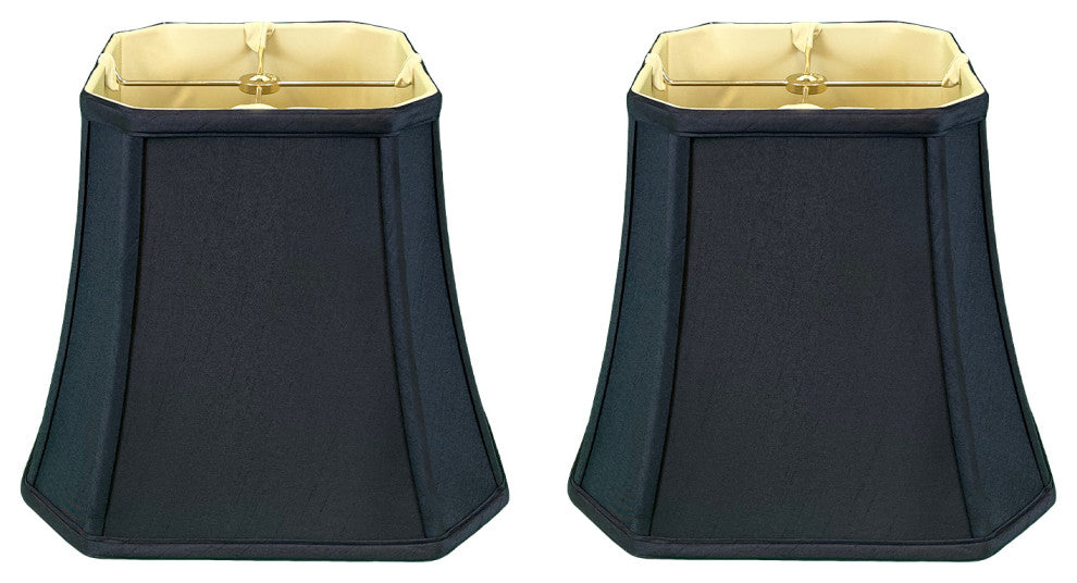 Royal Designs Square Cut Corner Bell Lamp Shade, Black With Gold Lining, 7.5"x12