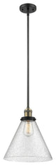1-Light X-Large Cone 12" Pendant, Black Antique Brass, Glass: Seedy