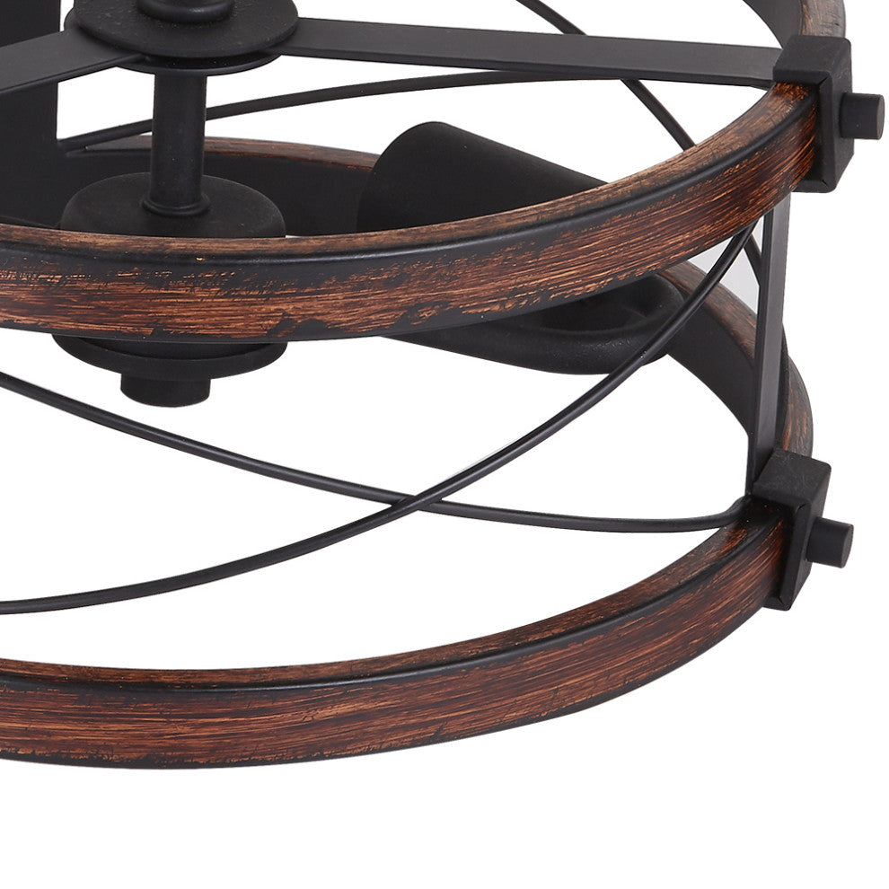 15" W 2-Light Black Vintage Rustic Semi-Flush Mount Ceiling Light
