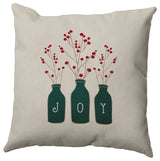 Christmas Green Colored Joy Christmas Polyester Throw Pillow, 20"x20"