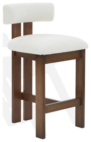 Safavieh Couture Macey Boucle Counter Stool, Ivory/Walnut