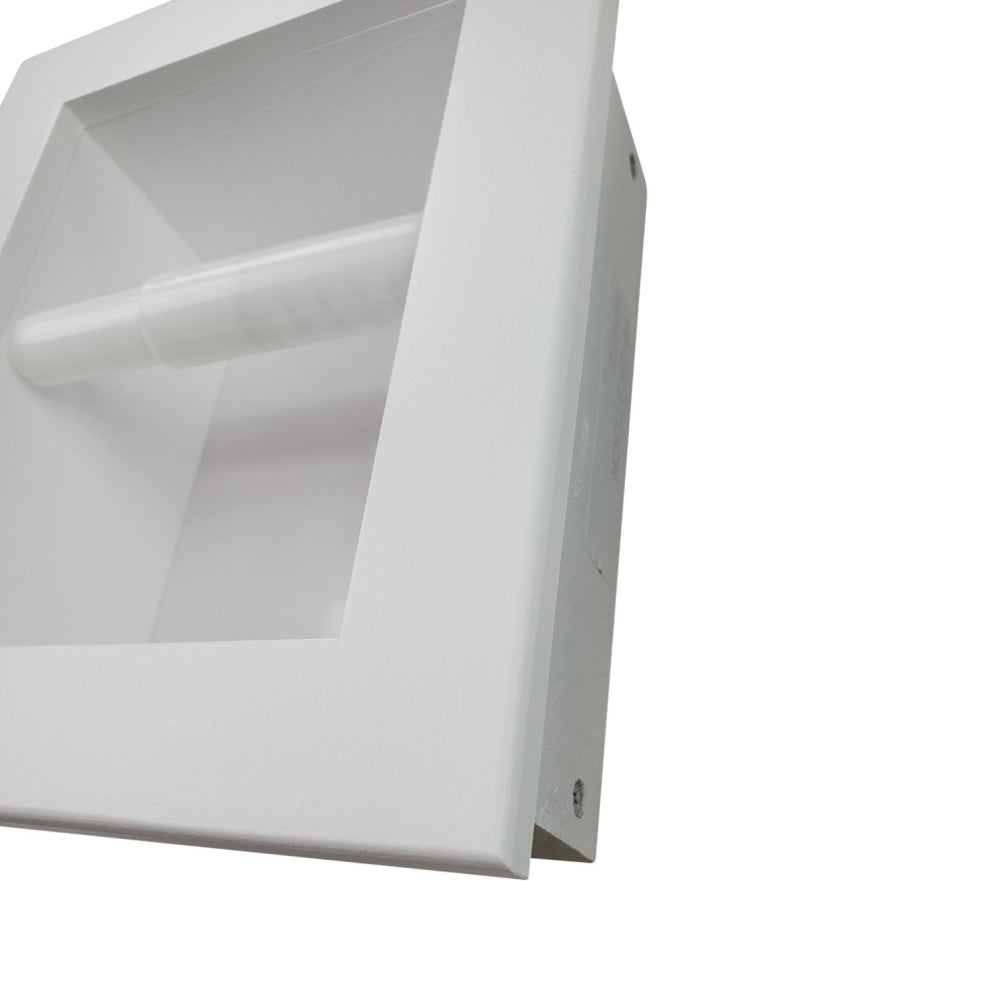 Tampa Recessed Solid Wood Toilet Paper Holder 7 x 8.5, White Enamel