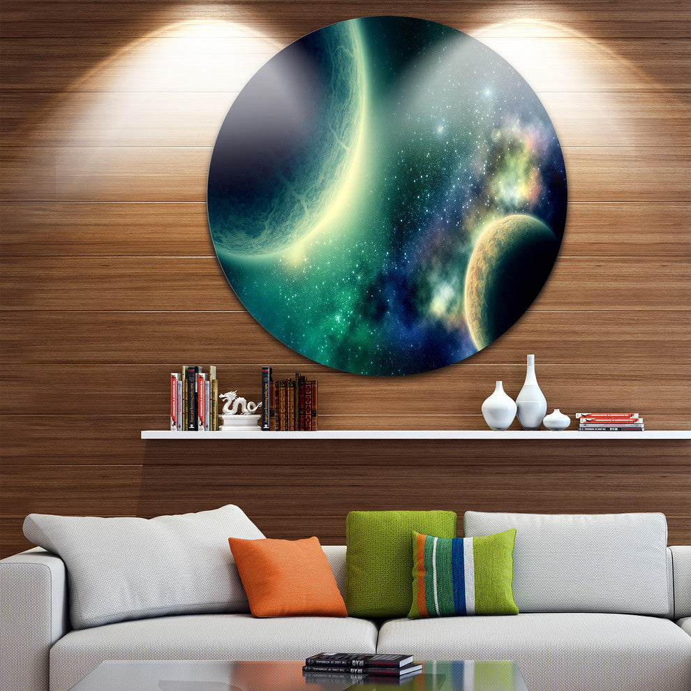 Two Planets, Digital Disc Metal Artwork, 36"