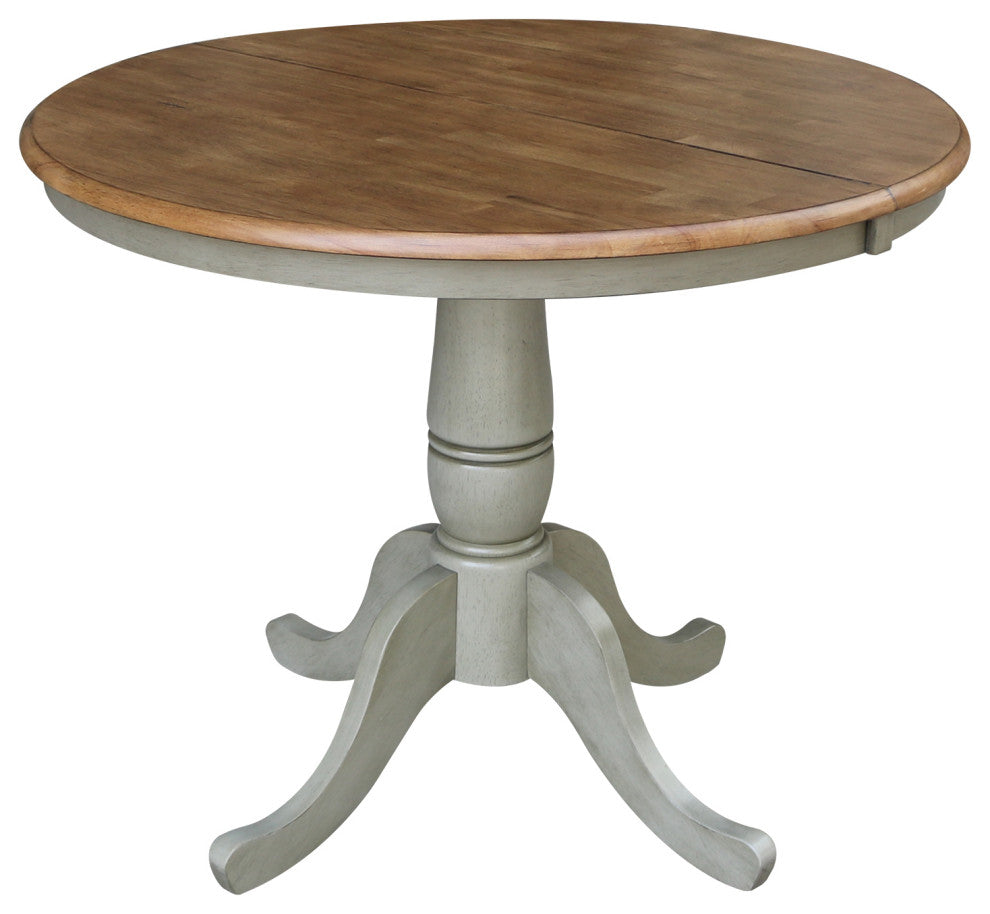 36" Round Extension Dining Table with 2 Madrid Ladderback Chairs