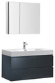 Valencia 40" Dark Slate Gray Wall Hung Bathroom Vanity, Medicine Cabinet