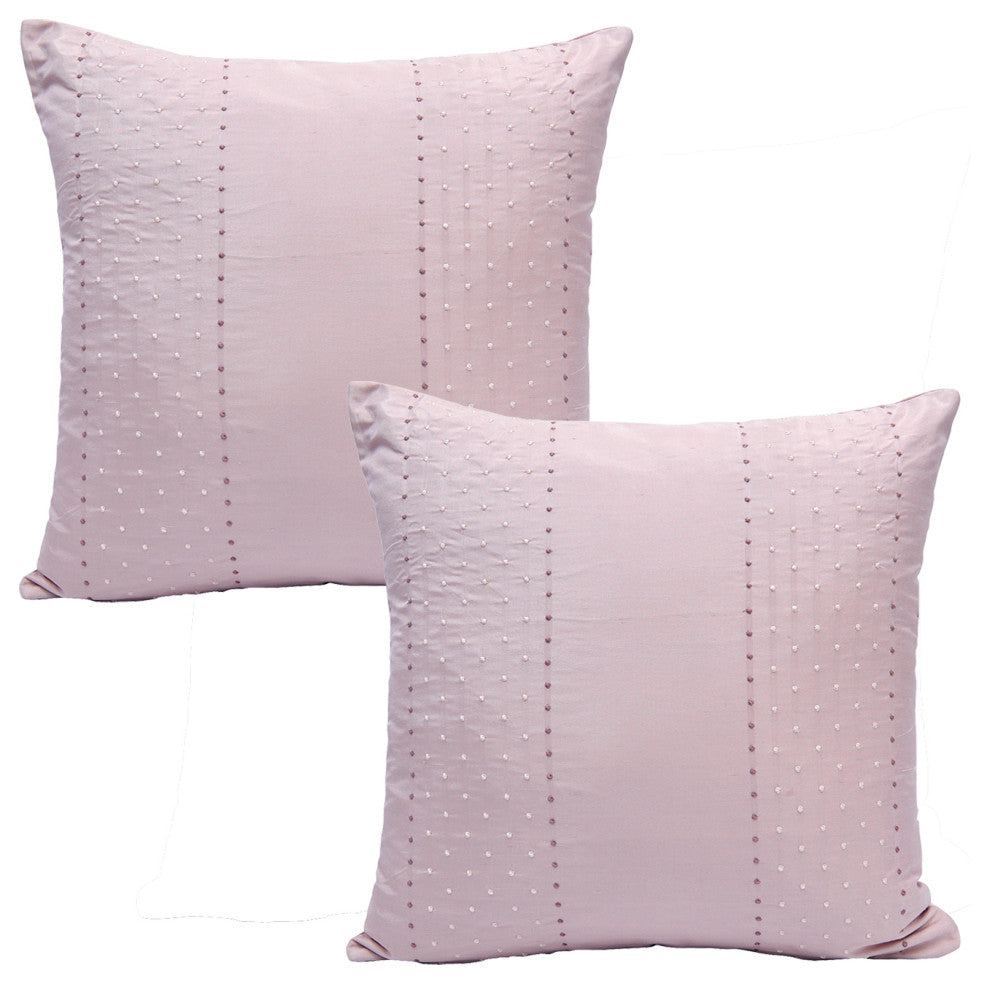 Home Soft Things Marquesa Dot Silk Pillow Shell Set, Slub Texture