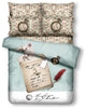 Twin Size 4 Piece Duvet Cover Sheets Set, Clocks