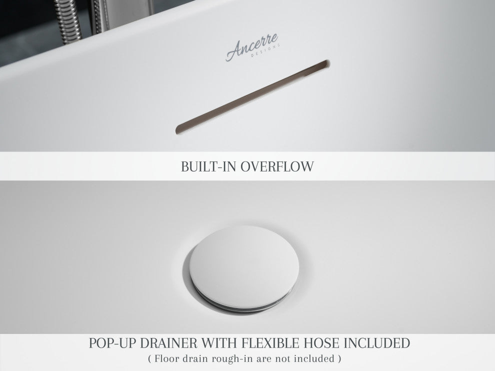 Momo Freestanding Acrylic Bathtub, White, 59 Inch.
