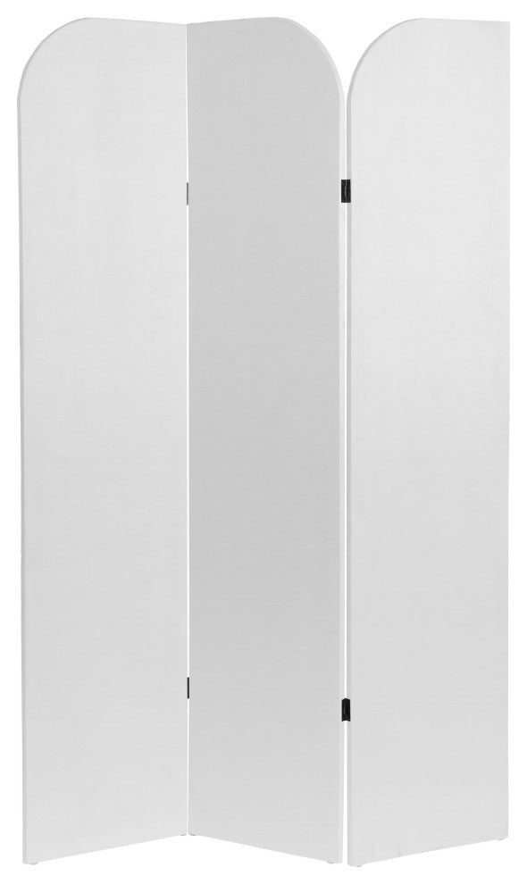 6 ft. Modern Arch Velvet Room Divider White 3 Panel