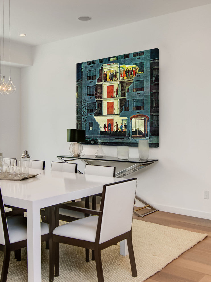 "Party Holding Up the Elevator" Painting Print on Canvas by Ben Kimberly Prins