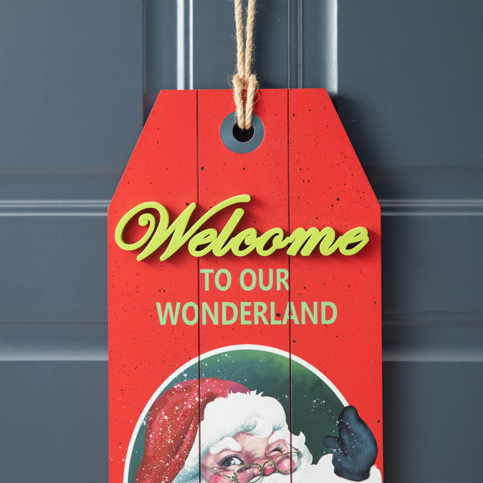 18"H Wooden Christmas Santa Door Hanger