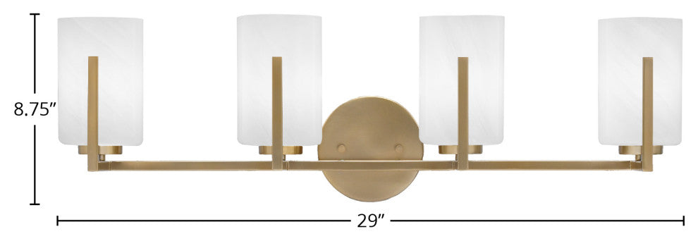 Atlas 4-Light Bath Bar, New Age Brass/White Marble