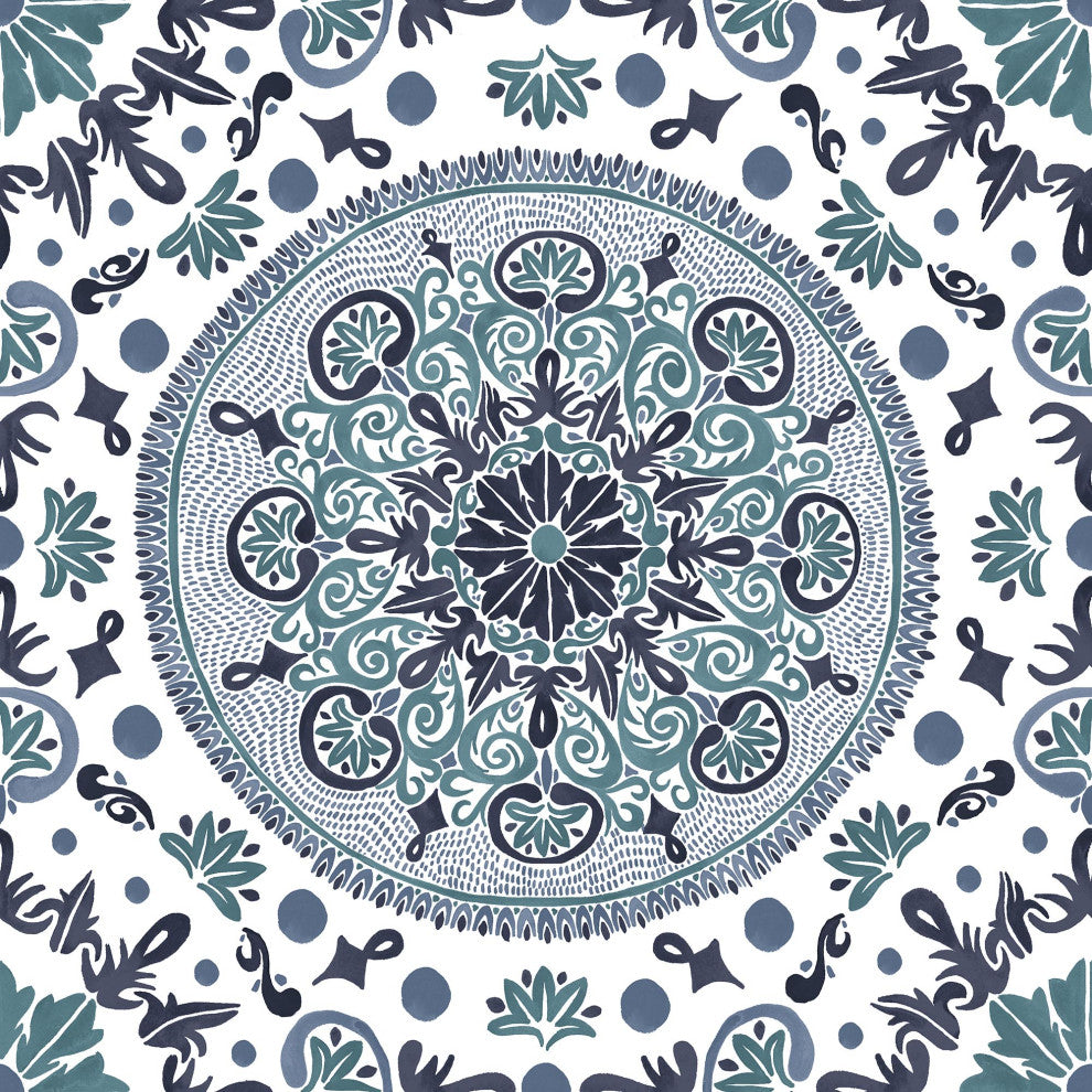 Sundial Wallcovering, Blue, Roll, Traditional