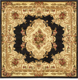 Unique Loom Black Charles Versailles 6' 0 x 6' 0 Square Rug