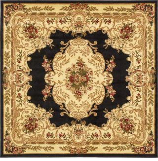 Unique Loom Black Charles Versailles 6' 0 x 6' 0 Square Rug