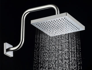MODONA's 8" SQUARE Rains Shower Head With SQUARE Shower Arm, Polished Chrome