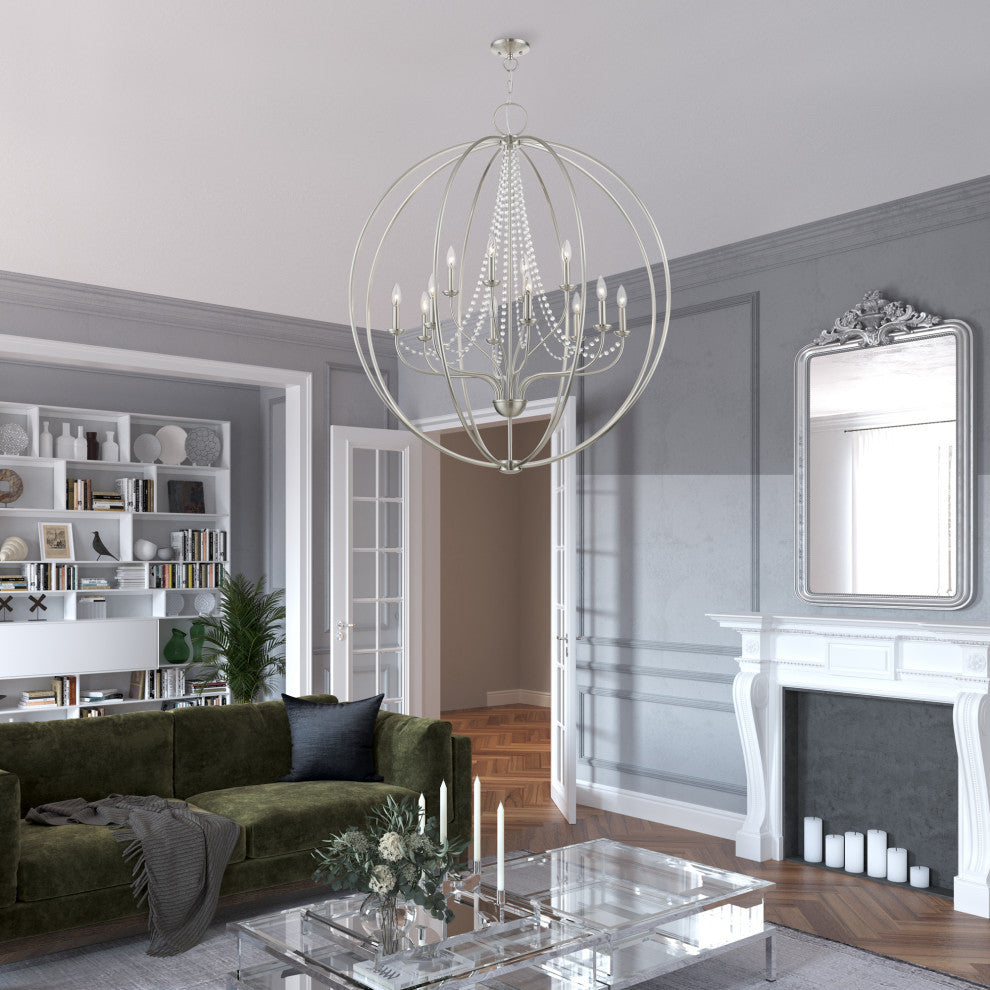 Arabella 12 Light Brushed Nickel Grande Foyer Chandelier