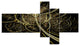 Gold Metallic Fabric Pattern, Abstract Print On Canvas, 60"x32", 5 panels