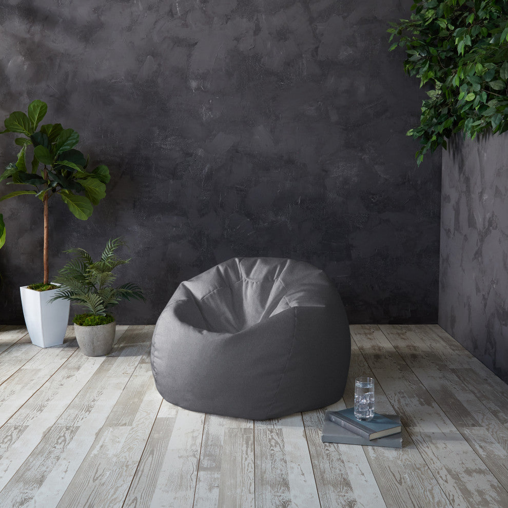 Sorra Home Charcoal Indoor/Outdoor Bean Bag Chair for All Ages