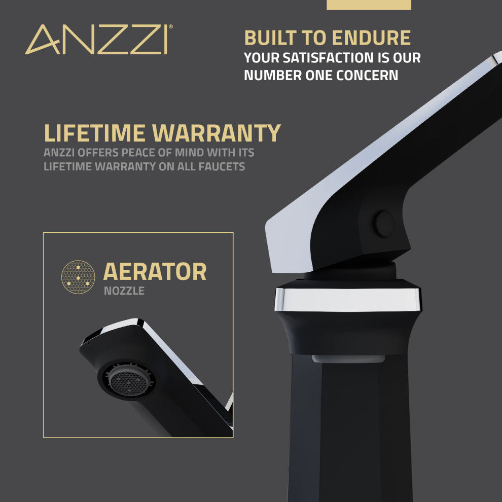 1-Handle Bathroom Faucet, Matte Black and Chrome
