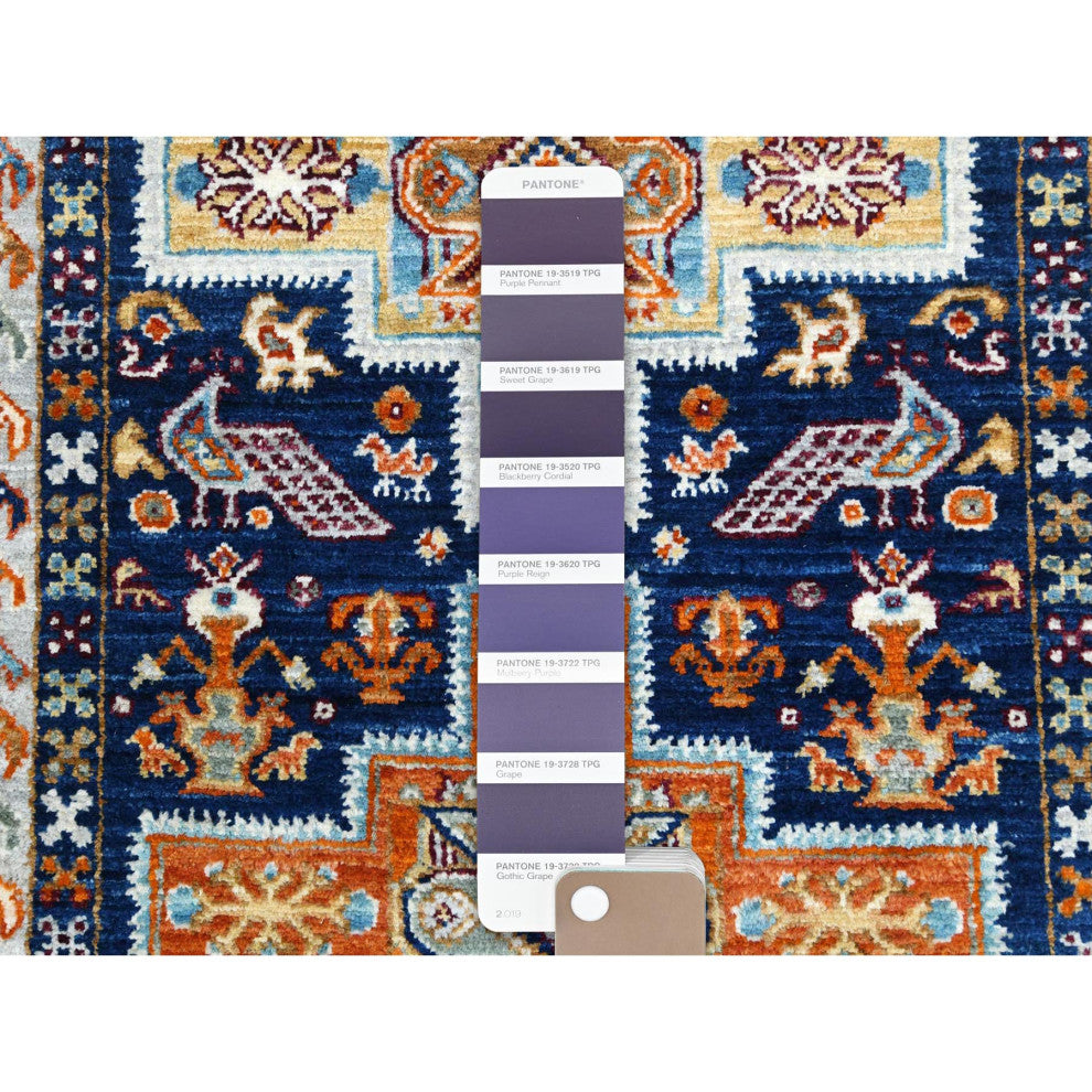 Delft Blue Armenian Inspired Wool Hand Knotted Runner Oriental Rug, 2'1"x5'10"