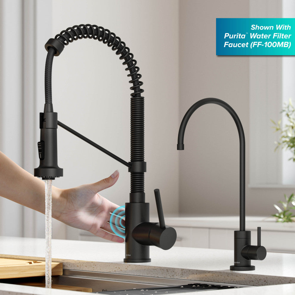 Bolden Commercial Style 2-Function Pull-Down 1-Handle 1-Hole Kitchen Faucet, Matte Black (Sensor Touchless)
