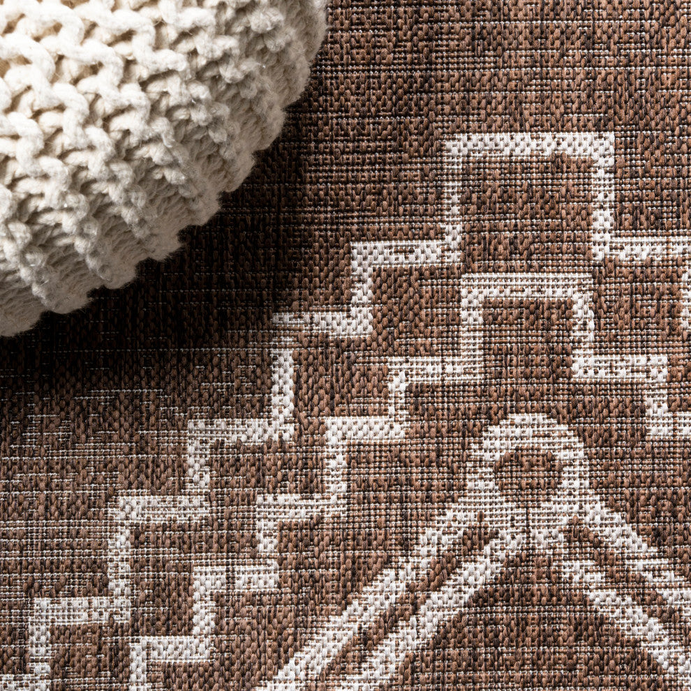 Marokko Diamond Tribal Indoor/Outdoor Rug, Brown/Beige, 2 X 8