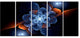 Fractal Flower with Orange Flame, Floral Canvas Art Print, 60"x28", 5 Panels
