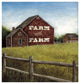 "Weathered Barns Red with Words" Print by David Carter Brown, 23"x24"