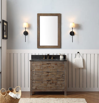 Driftwood Vanity Match With Black Moonstone Marble Top, 36"