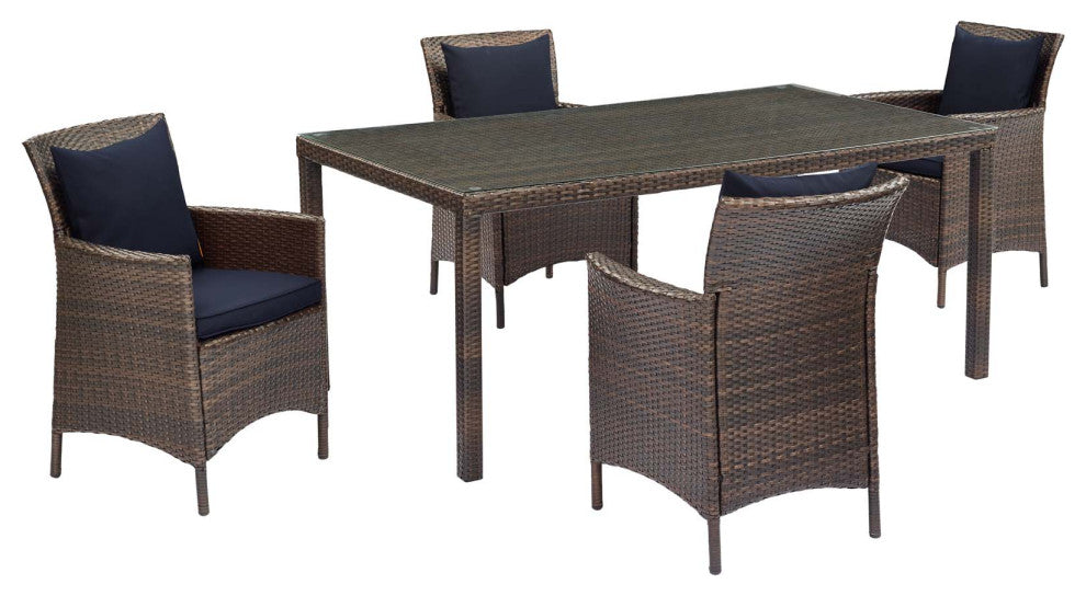 Conduit 5 Piece Outdoor Patio Wicker Rattan Set
