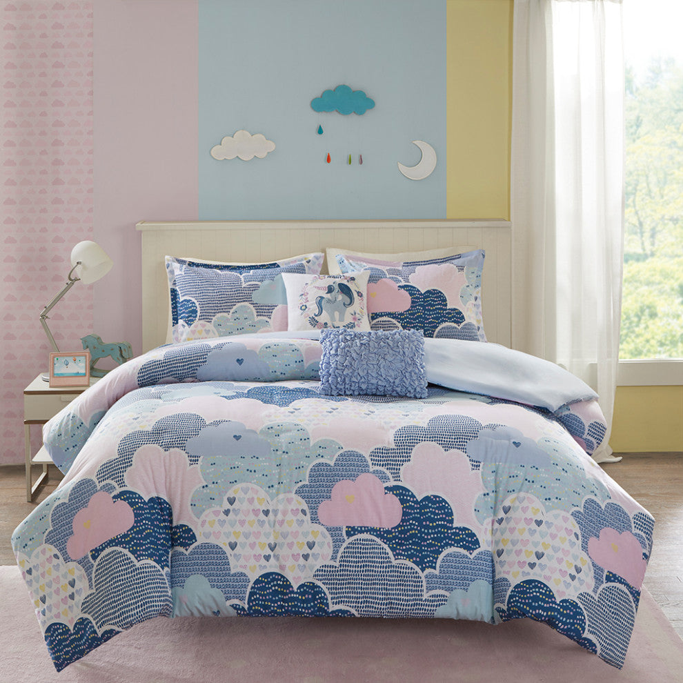 Kids Cotton Comforter/Duvet Cover/Coverlet Set, Blue, Twin, Duvet Cover