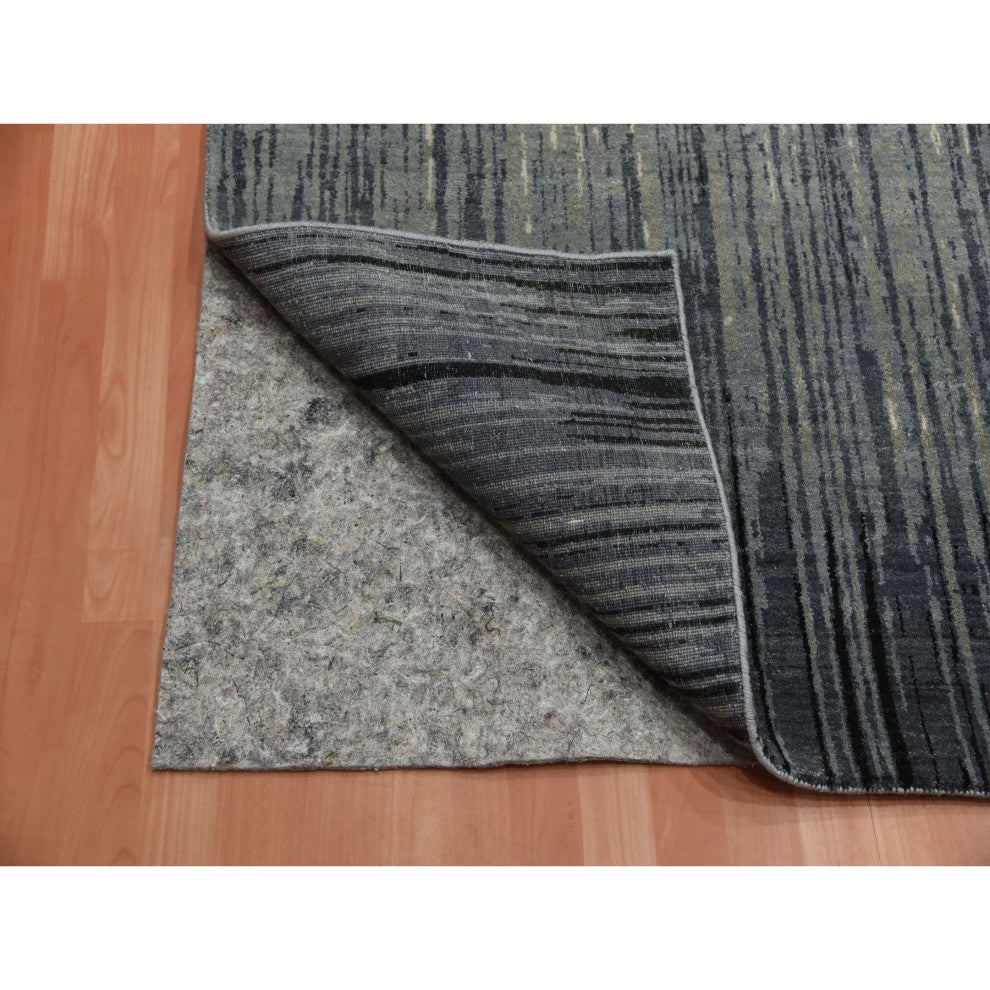 Blue/Gray Modern Ombre Design Hand Knotted Pure Wool Oriental Rug, 8'0"x10'3"