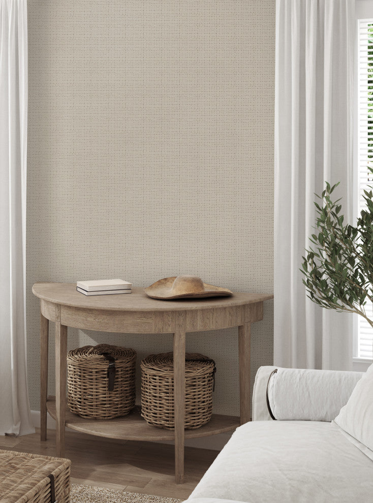 Burlap Hash Pattern Peel and Stick Vinyl Wallpaper, Desert Taupe, 24"w X 108"h
