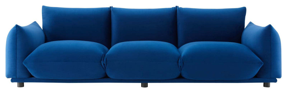 Sofa, Velvet, Blue Navy, Modern, Living Lounge Room Hotel Lobby Hospitality