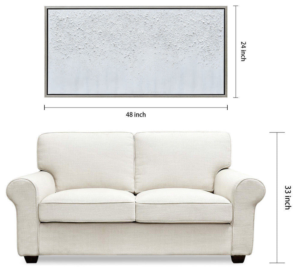 White Snow B Textured Metallic Hand Painted Wall Art Framed Canvas
