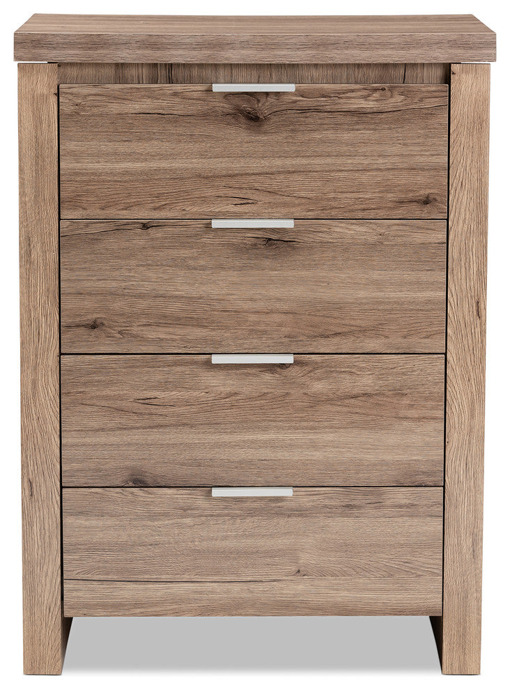 Laverne Modern and Contemporary Oak Brown Finished 4-Drawer Chest